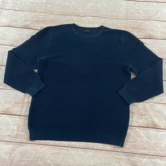 Zara Sweaters - Zara dark blue ribbed sweater - xl